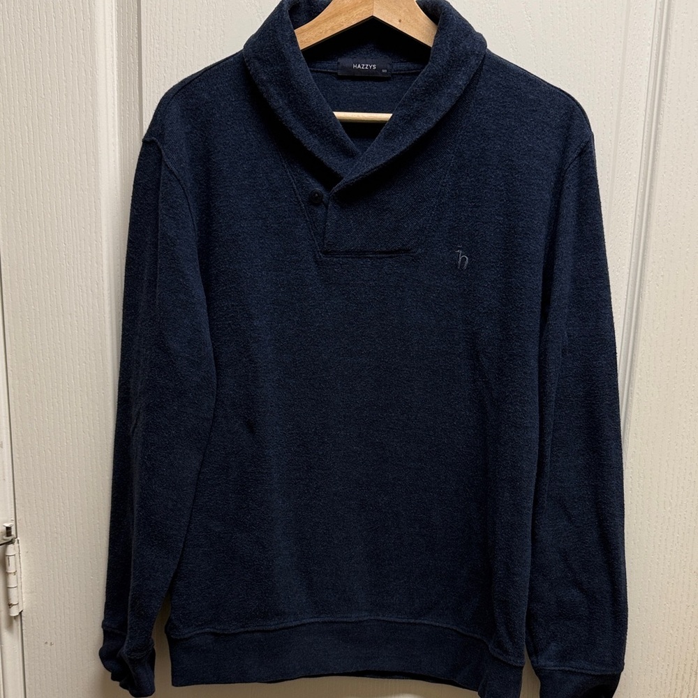 Hazzys Blue Shawl Collar Sweater